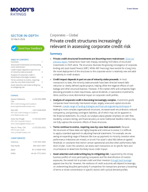 Private credit structures increasingly relevant in assessing corporate credit risk