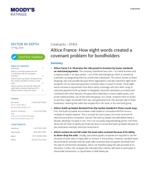 Covenants – EMEA - Altice France: How eight words created a covenant problem for bondholders