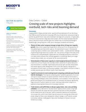 Data Centers – Global - Growing scale of new projects highlights overbuild, tech risks amid booming demand