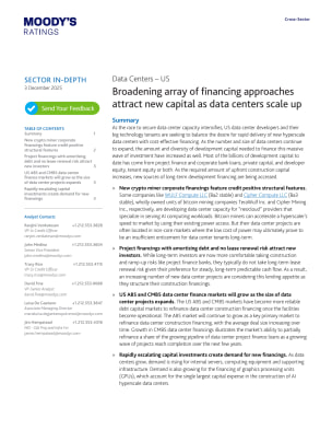 Broadening array of financing approaches attract new capital as data centers scale up
