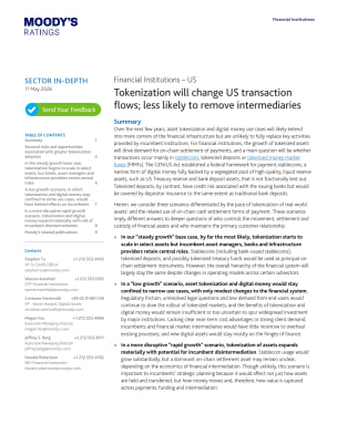 Tokenization will change US transaction flows; less likely to remove intermediaries