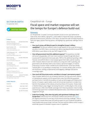 Geopolitical risk - Europe - Fiscal space and market response will set the tempo for Europe’s defence build-out
