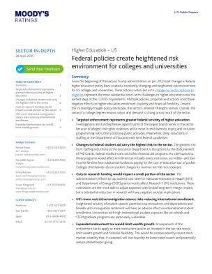 SECTOR IN-DEPTH | Federal policies create heightened risk environment for colleges and universities