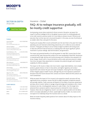 Sector in-depth: FAQ: AI to reshape insurance gradually, will be mostly credit supportive