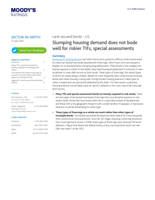 Slumping housing demand does not bode well for riskier TIFs, special assessments