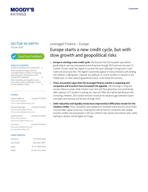 Leveraged Finance – Europe Europe starts a new credit cycle, but with slow growth and geopolitical risks