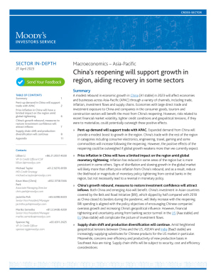 Sector In-Depth: Macroeconomics – Asia-Pacific - China's reopening will support growth in region, aiding recovery in some sectors, 27 April 2023