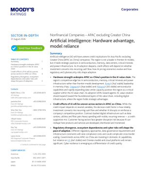 Nonfinancial Companies – APAC excluding Greater China: Artificial intelligence: Hardware advantage, model reliance