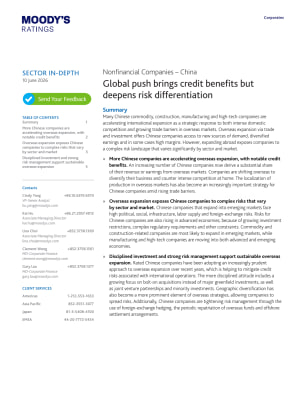 Nonfinancial Companies – China – Global push brings credit benefits but deepens risk differentiation, 10 June 2026