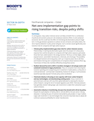Nonfinancial companies – Global - Net zero implementation gap points to rising transition risks, despite policy shifts, 27 Mar 2025