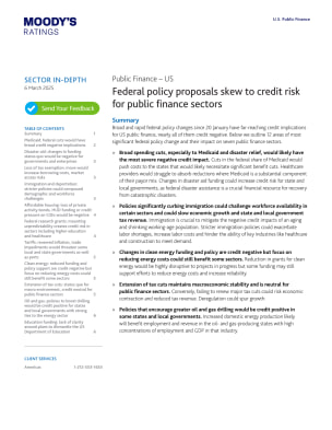 SECTOR IN-DEPTH | Federal policy proposals skew to credit risk for public finance sectors