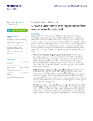 Growing uncertainty over regulatory reform may increase business risk