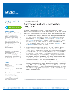 moody's sovereign default and recovery rates 2024