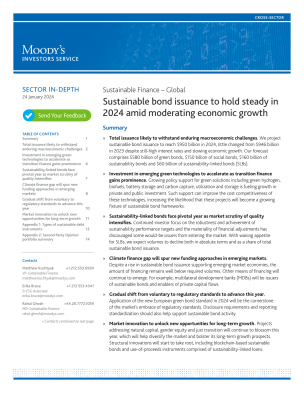 Sustainable bond issuance to hold steady in 2024 amid moderating economic growth