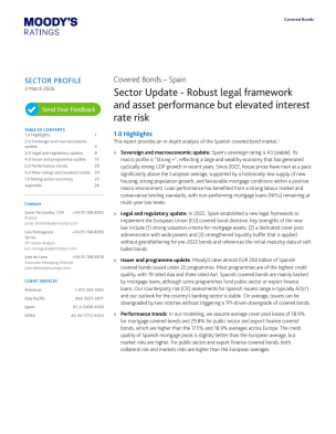 Covered Bonds - Spain - Sector Update - Robust legal framework and asset performance but elevated interest rate risk