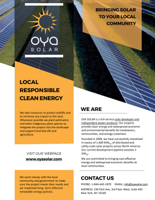 OYA Solar Corporate Flyer