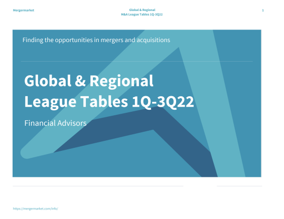 M&A League Tables 3Q22: Financial Advisors