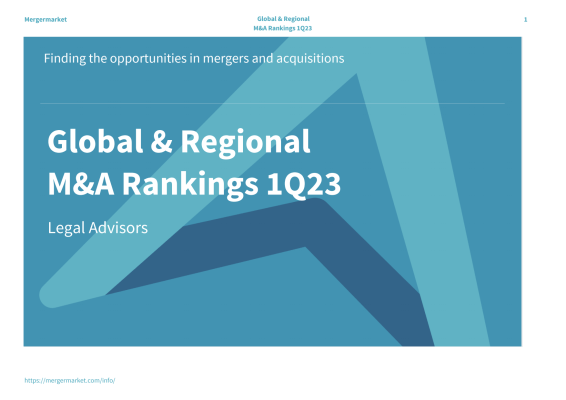 Global & Regional M&A Legal Advisory Rankings: 1Q23