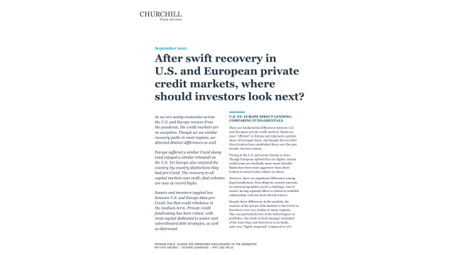 White paper: After swift recovery in U.S. and European private credit markets, where should investors look next?