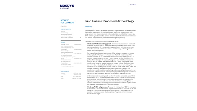 Fund Finance: Proposed Methodology