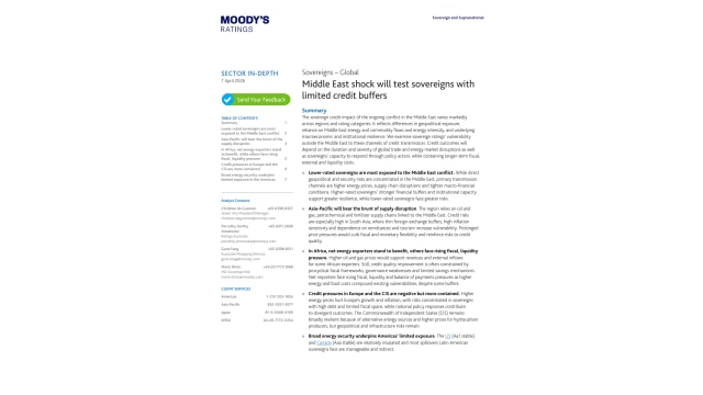 Middle East shock will test sovereigns with limited credit buffers