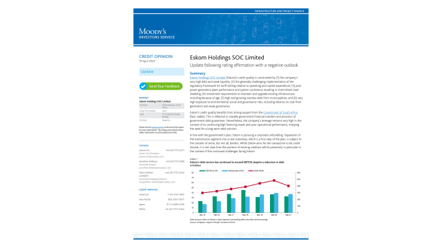 Credit Opinion: Eskom Holdings SOC Limited
