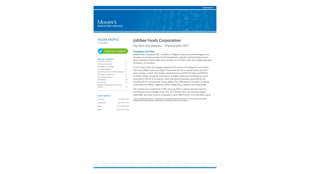 Jollibee Foods Corporation | Moody's Events