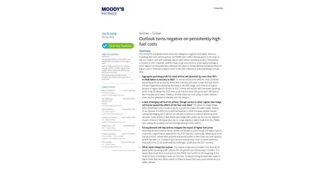 Airlines – Global Outlook turns negative on persistently high fuel costs