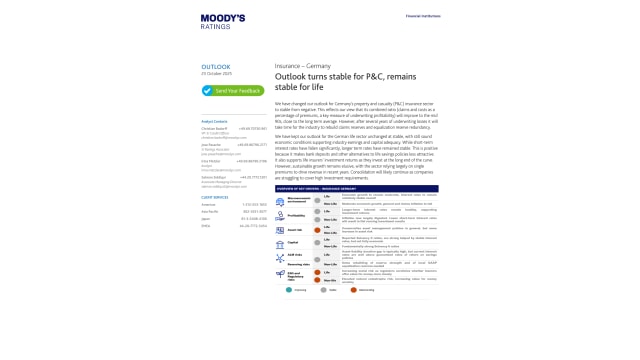 Outlook turns stable for P&C, remains stable for life