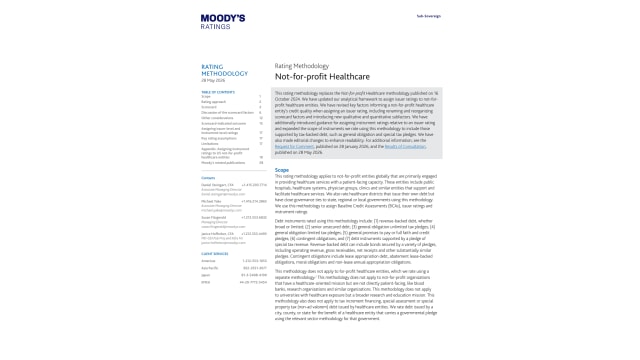 Rating Methodology Not-for-profit Healthcare