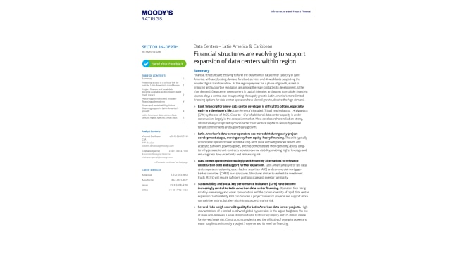 Financial structures are evolving to support expansion of data centers within region