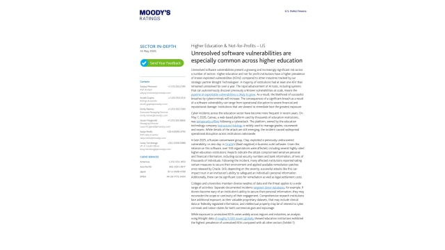Higher Education & Not-for-Profits – US Unresolved software vulnerabilities are especially common across higher education