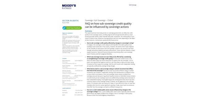 FAQ on how sub-sovereign credit quality can be influenced by sovereign actions