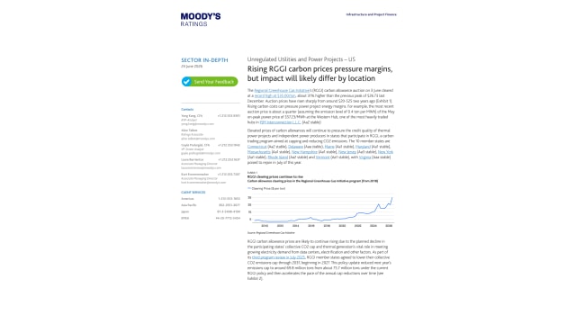 Rising RGGI carbon prices pressure margins, but impact will likely differ by location