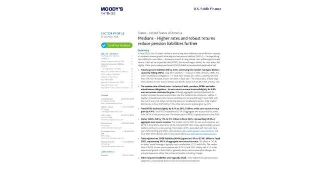 States – United States of America Medians - Higher rates and robust returns reduce pension liabilities further