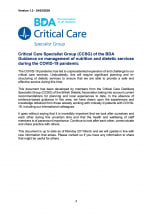  Critical Care Specialist Group (CCSG) of the BDA Guidance on management of nutrition and dietetic services during the COVID-19 pandemic