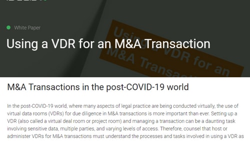 Using a VDR for an M&A Transaction